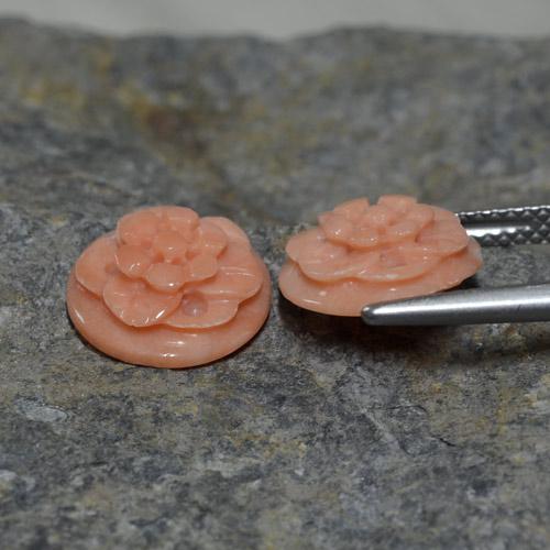 Pedras preciosas de coral rosa natural de 4,93 ct, corte flor, opaco