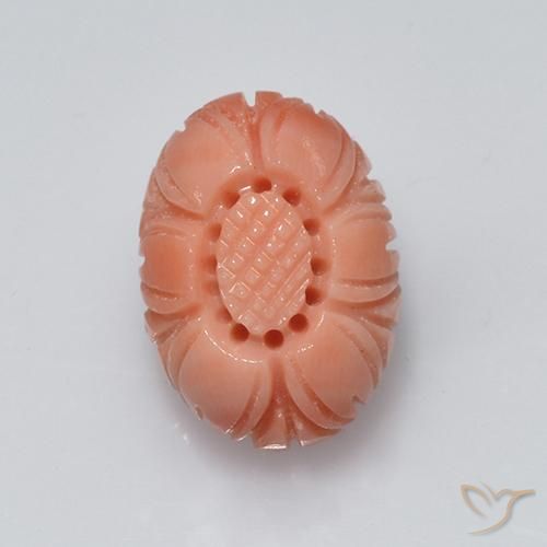 Coral salmon pink   natural 3,81ct, corte flor, opaco