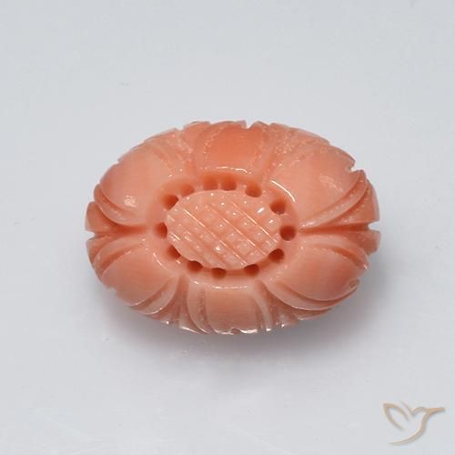Coral salmon pink   natural 3,81ct, corte flor, opaco