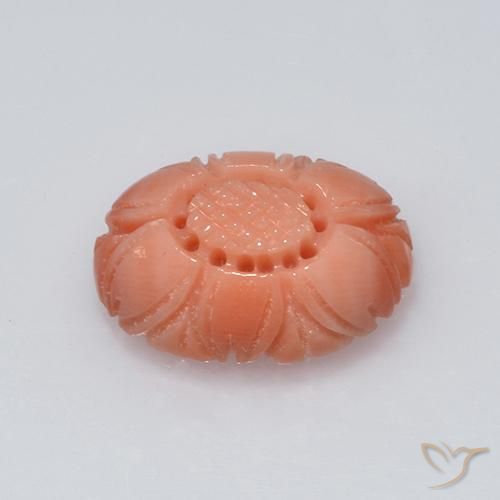 Coral salmon pink   natural 3,81ct, corte flor, opaco