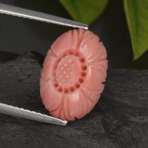 Coral rosa natural 3,29ct, corte flor, opaco