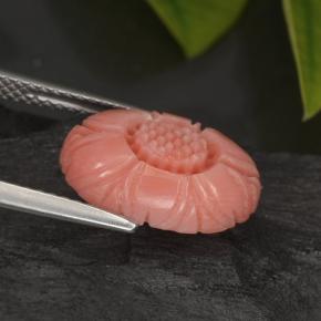Coral rosa natural 3,29ct, corte flor, opaco
