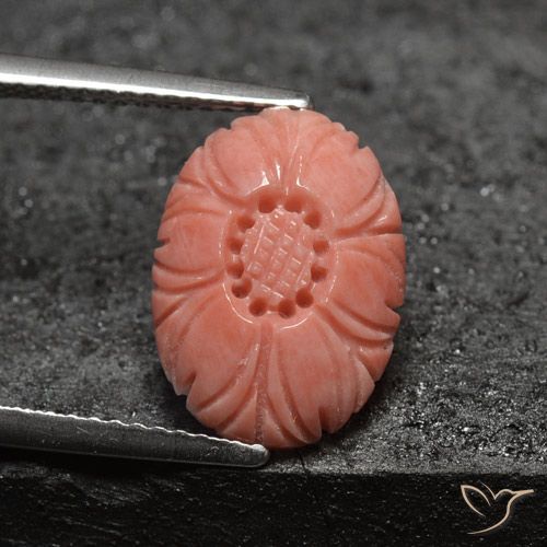 Coral rosa natural 3,21ct, corte flor, opaco