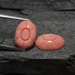 Pedras preciosas de coral rosa natural de 7,86 ct, corte flor, opaco
