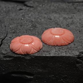 Pedras preciosas de coral rosa natural de 7,86 ct, corte flor, opaco