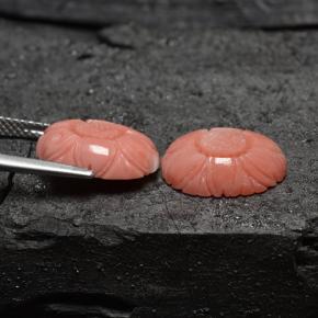 Pedras preciosas de coral rosa natural de 7,86 ct, corte flor, opaco