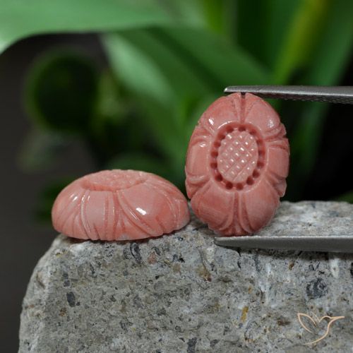Pedras preciosas de coral rosa natural de 9,38 ct, corte flor, opaco