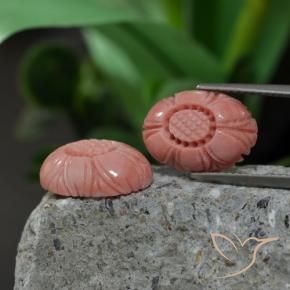 Pedras preciosas de coral rosa natural de 9,38 ct, corte flor, opaco