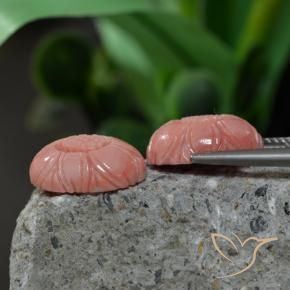 Pedras preciosas de coral rosa natural de 9,38 ct, corte flor, opaco