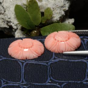 Pedras preciosas de coral rosa natural de 7,41 ct, corte flor, opaco