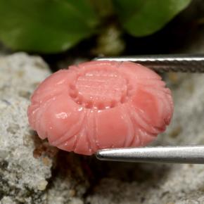 Coral vermelho natural 3,67ct, corte flor, opaco