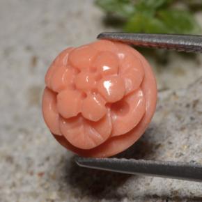 Coral rosa natural 4,01ct, corte flor, opaco