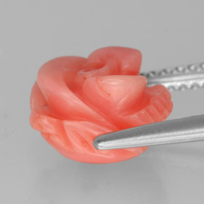 Coral salmão natural 3,61ct, forma extravagante, opaco
