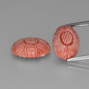 Pedras preciosas de coral vermelho natural de 7,80 ct, corte flor, opaco