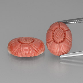 Pedras preciosas de coral rosa natural de 9,33 ct, corte flor, opaco
