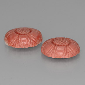 Pedras preciosas de coral rosa natural de 9,33 ct, corte flor, opaco