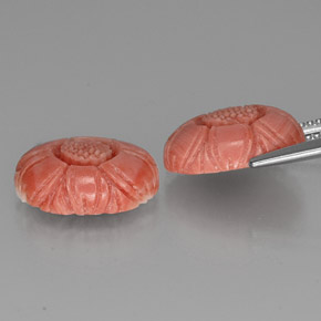 Pedras preciosas de coral rosa natural de 9,33 ct, corte flor, opaco