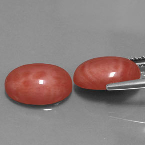 Pedras preciosas de coral rosa natural de  ct, corte oval, opaco