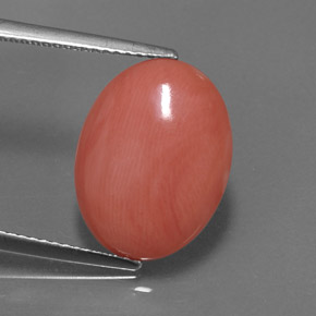 Coral rosa natural 4,97ct, corte oval, opaco
