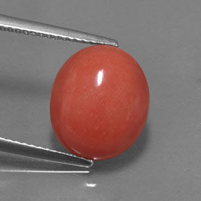 Coral rosa natural 4,34ct, corte oval, opaco