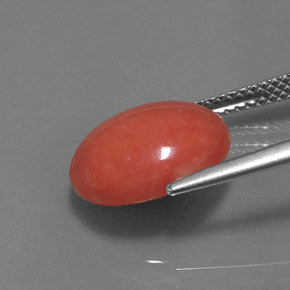 Coral rosa natural 4,34ct, corte oval, opaco