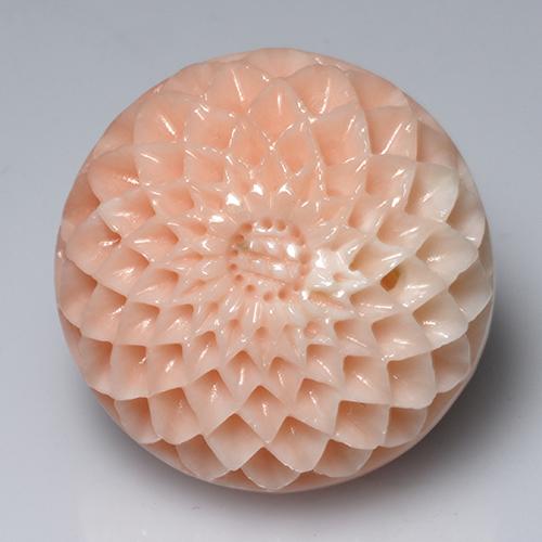 Coral rosa natural 34,14ct, corte flor, opaco
