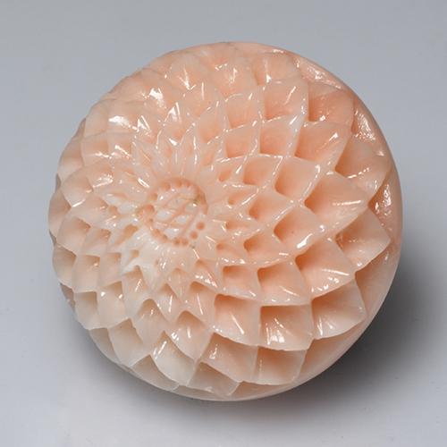 Coral rosa natural 34,14ct, corte flor, opaco