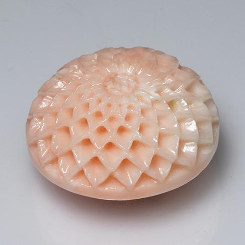 Coral rosa natural 34,14ct, corte flor, opaco