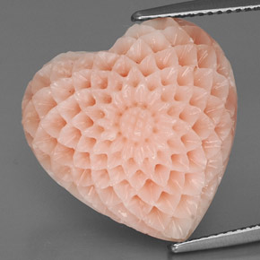 Coral rosa natural 22,67ct, formato de coração, opaco
