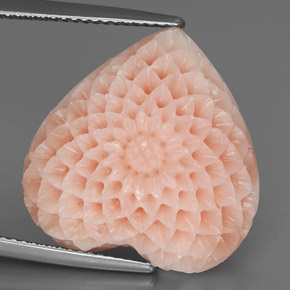 Coral rosa natural 22,67ct, formato de coração, opaco