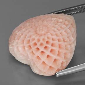 Coral rosa natural 22,67ct, formato de coração, opaco