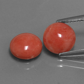 Pedras preciosas de coral rosa natural de  ct, corte redondo, opaco