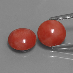 Pedras preciosas de coral rosa natural de  ct, corte redondo, opaco