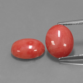 Pedras preciosas de coral rosa natural de  ct, corte oval, opaco