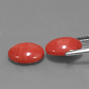 Pedras preciosas de coral rosa natural de  ct, corte oval, opaco