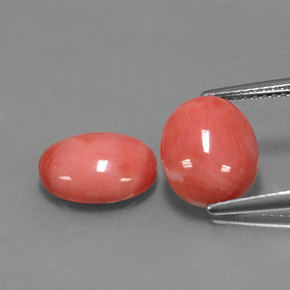 Pedras preciosas de coral rosa natural de  ct, corte oval, opaco