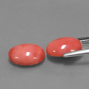Pedras preciosas de coral rosa natural de  ct, corte oval, opaco