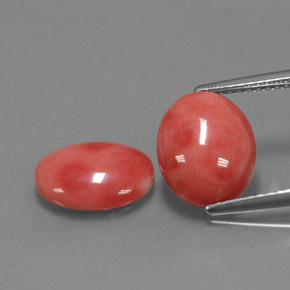 Pedras preciosas de coral rosa natural de  ct, corte oval, opaco