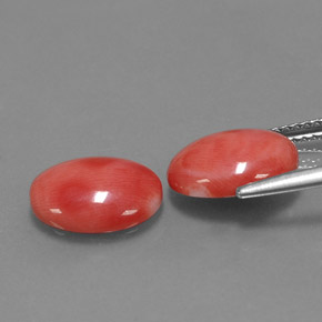 Pedras preciosas de coral rosa natural de  ct, corte oval, opaco