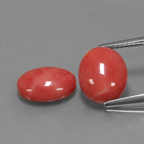 Pedras preciosas de coral rosa natural de  ct, corte oval, opaco