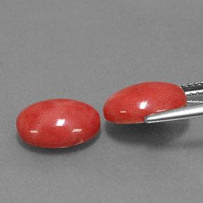 Pedras preciosas de coral rosa natural de  ct, corte oval, opaco