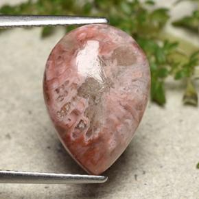 Coral multicolorido natural 5,89ct, formato de pêra, opaco