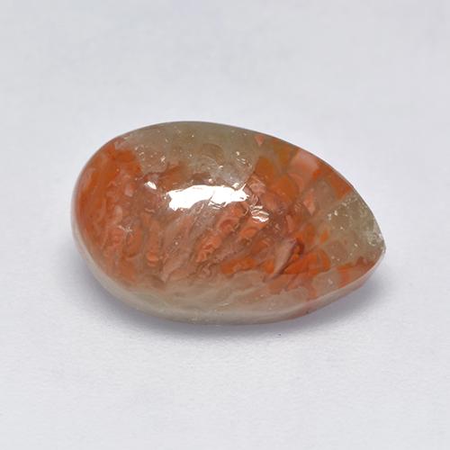 Coral multicolorido natural 3,39ct, formato de pêra, translúcido