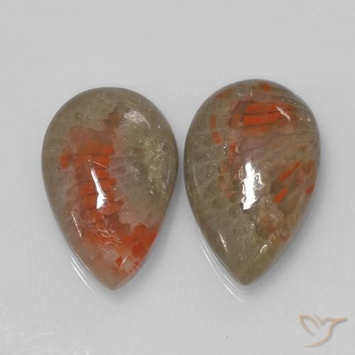 Pedras preciosas de Coral Multicolorido natural de 9.70 ct, Formato de pêra, Translúcido