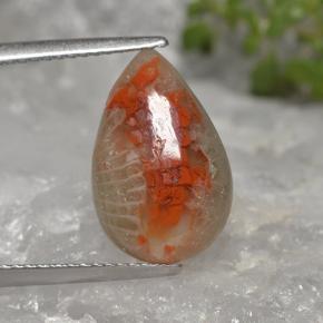 Coral multicolorido natural 4,02ct, formato de pêra, translúcido