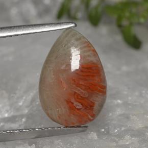 Coral multicolorido natural 3,19ct, formato de pêra, translúcido