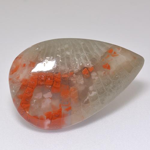 Coral multicolorido natural 8,29ct, formato de pêra, translúcido