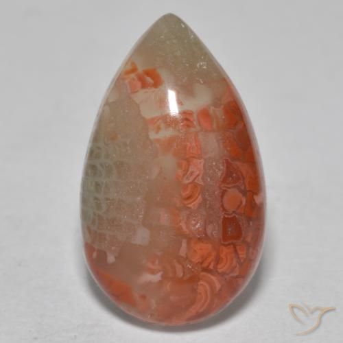 6.49ct Natural Multicolorido Coral, Formato de pêra, Translúcido