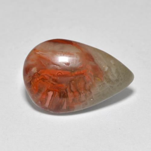 Coral multicolorido natural 4,44ct, formato de pêra, translúcido