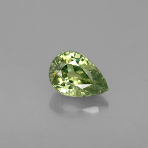 Granada demantoide verde natural 0,58ct, formato de pêra, VVS-VS
